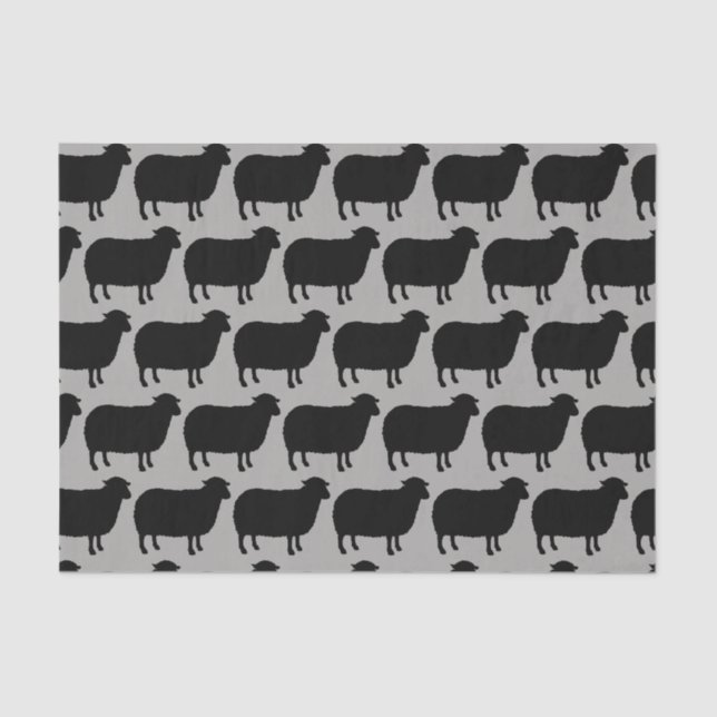 Papier Mousseline Motif de silhouettes de moutons noirs (Recto)