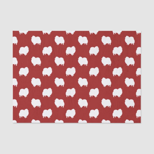 Papier Mousseline Motif de silhouettes de Spitz Nain Rouge (Recto)