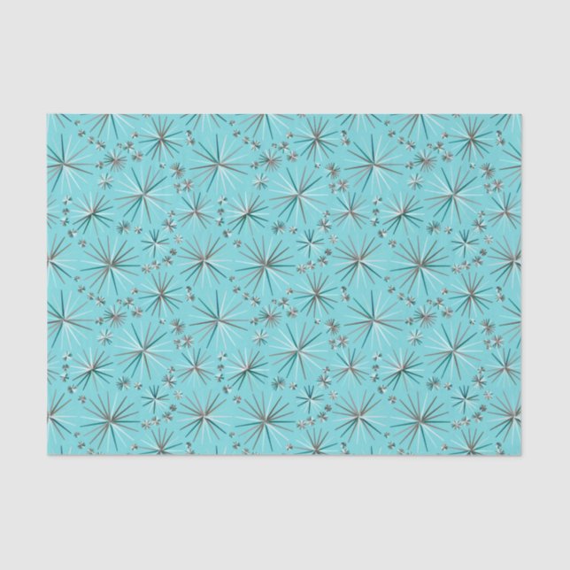 Papier Mousseline Motif de Spoutnik de la moitié du siècle, bleu des (Recto)