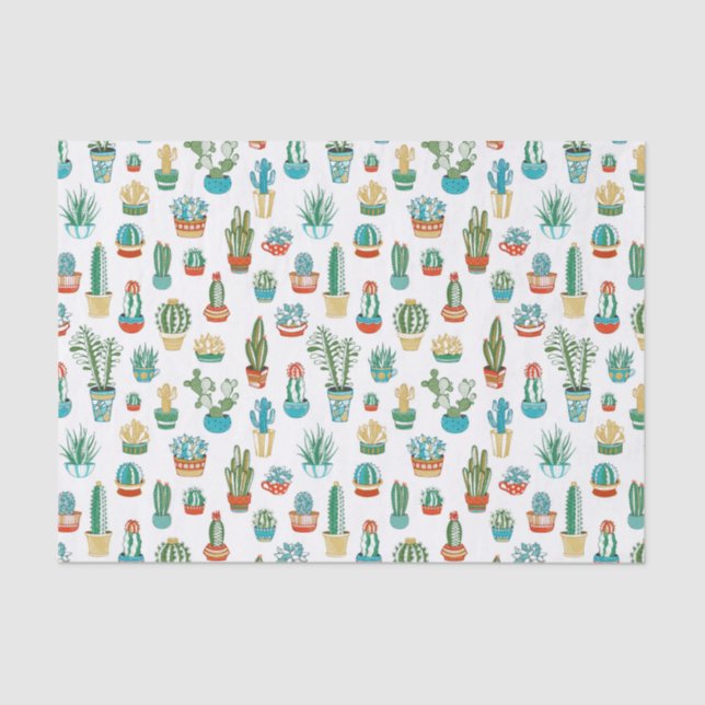 Papier Mousseline Motif de Succulents (Recto)