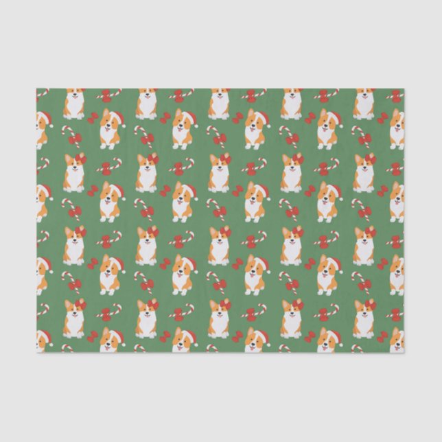 Papier Mousseline Motif de Sucre de canne de Noël de Corgi (Recto)