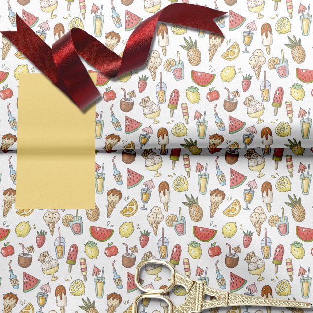 Papier Mousseline Motif de sucreries tropicales d'été (Créateur téléchargé)