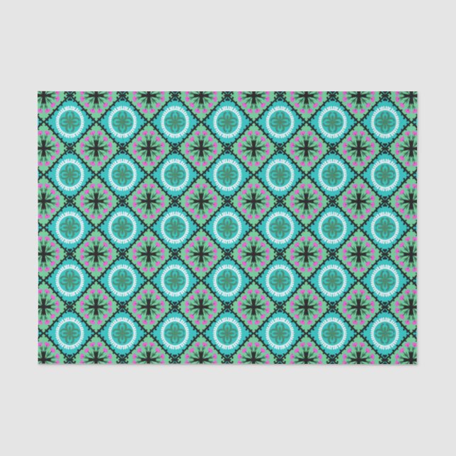 Papier Mousseline Motif de Suzani avec des motifs d'Ouzbékistan et (Recto)