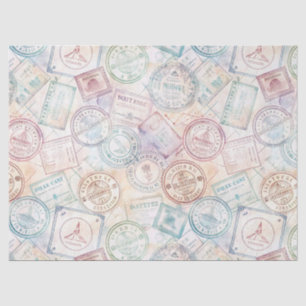 Papier Mousseline Motif de tampon de voyage du monde vintage (8)