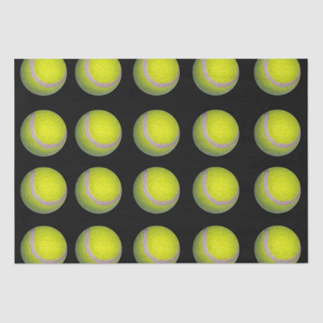 Papier Mousseline Motif De Tennis Jaune Et Noir, (Recto)