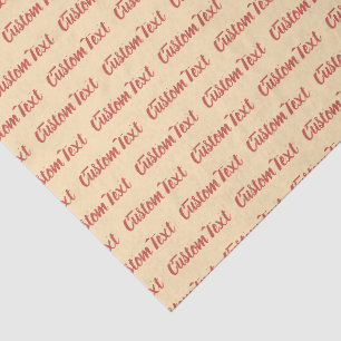 Papier Mousseline Motif de texte cursif rouge et pêche élégant