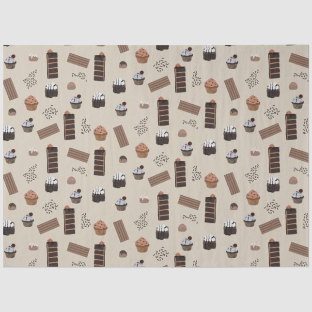 Papier Mousseline Motif de thème chocolat (Recto)