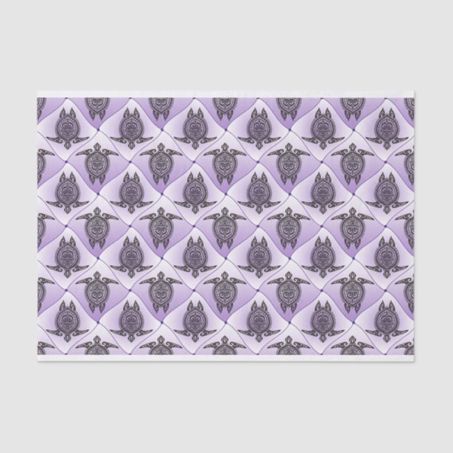 Papier Mousseline Motif de tortues de mer chamanique - violet (Recto)