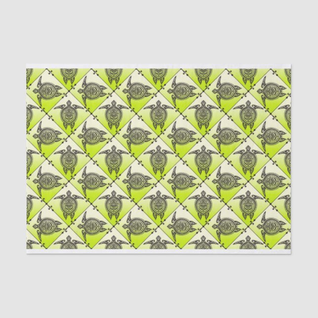 Papier Mousseline Motif de tortues de mer de Shamanic - vert (Recto)
