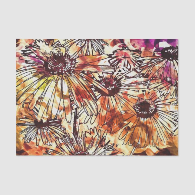 Papier Mousseline Motif de tournesol Paint Daub Abstrait (Recto)