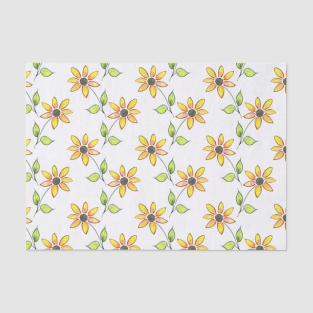 Papier Mousseline Motif de tournesols aquarelle (Recto)