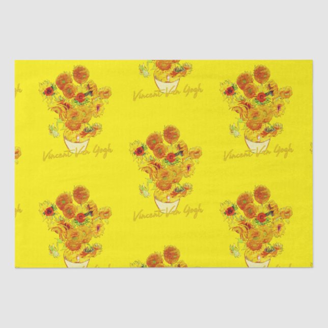 Papier Mousseline Motif de tournesols par Vincent van Gogh (Recto)
