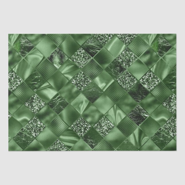Papier Mousseline Motif de treillis de diamant de scintillement vert (Recto)