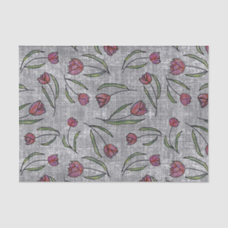 Papier Mousseline Motif de tulipe en lin français rustique : Élégant