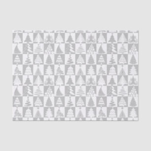 Papier Mousseline Motif De Vacances Argent Et Arbre De Noël Blanc