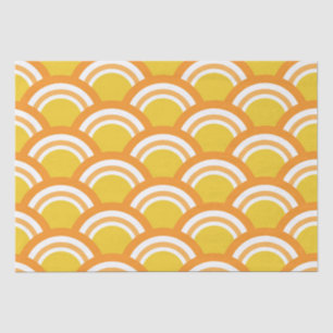 Papier Mousseline Motif de vague japonaise traditionnel en jaune   