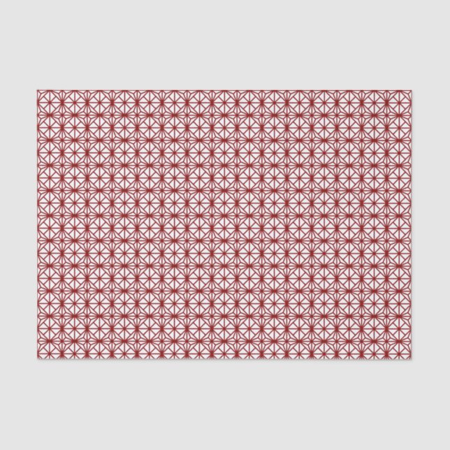 Papier Mousseline Motif de variation Asanoha Rouge Oriental Blanc (Recto)