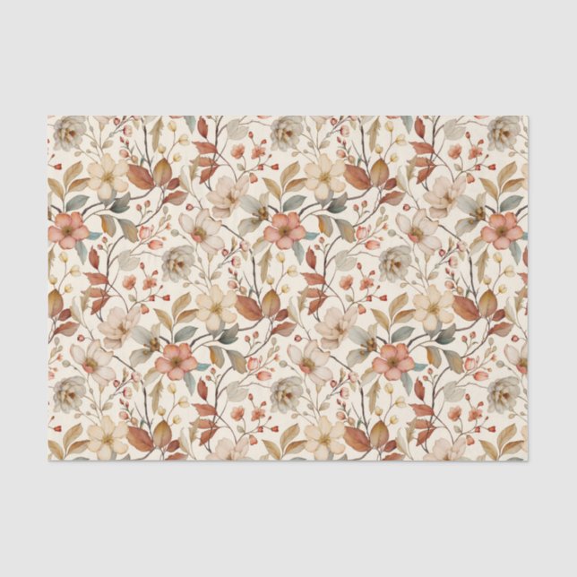 Papier Mousseline Motif de vignes florales douces sur un Arrière - p (Recto)