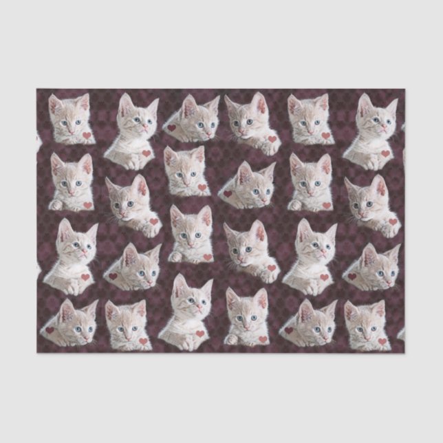 Papier Mousseline Motif de visages de chat de Kitty avec l'image de (Recto)