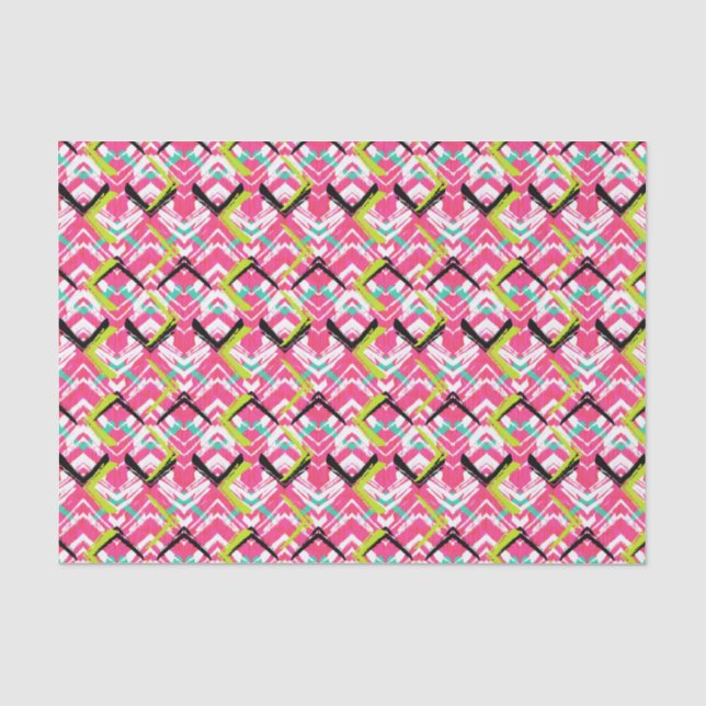 Papier Mousseline Motif de zigzag rose tiré par la main (Recto)