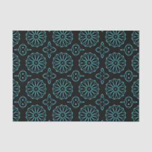 Papier Mousseline Motif décoratif géométrique noir et Turquoise