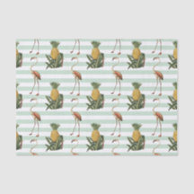 Motif découpage vintage flamant rose et ananas