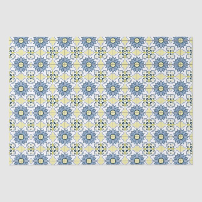 Papier Mousseline Motif Delft Tile (Recto)