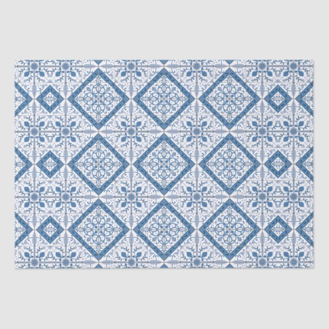 Papier Mousseline Motif Delft Tile (Recto)