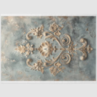 Motif Demask doré et bleu baroque effet gaufré