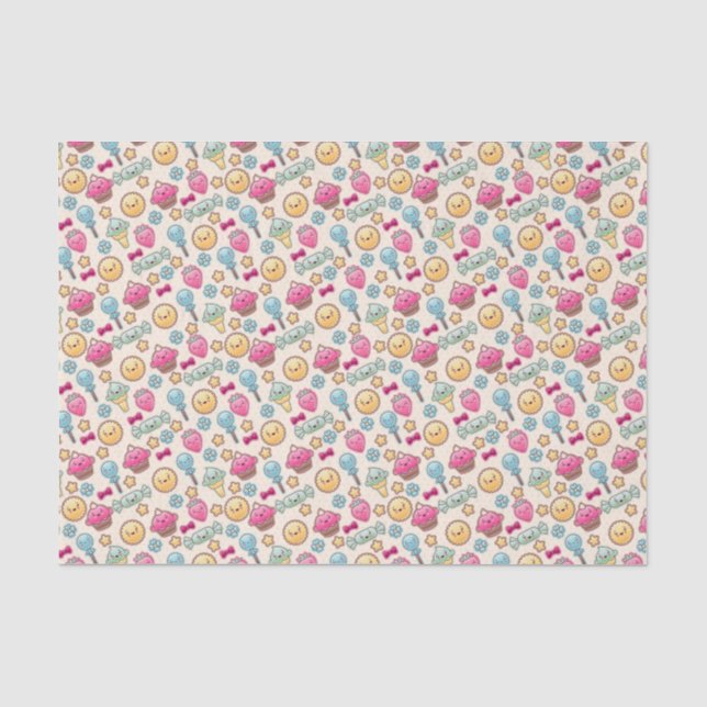 Papier Mousseline Motif d'enfant de Kawaii avec des griffonnages (Recto)