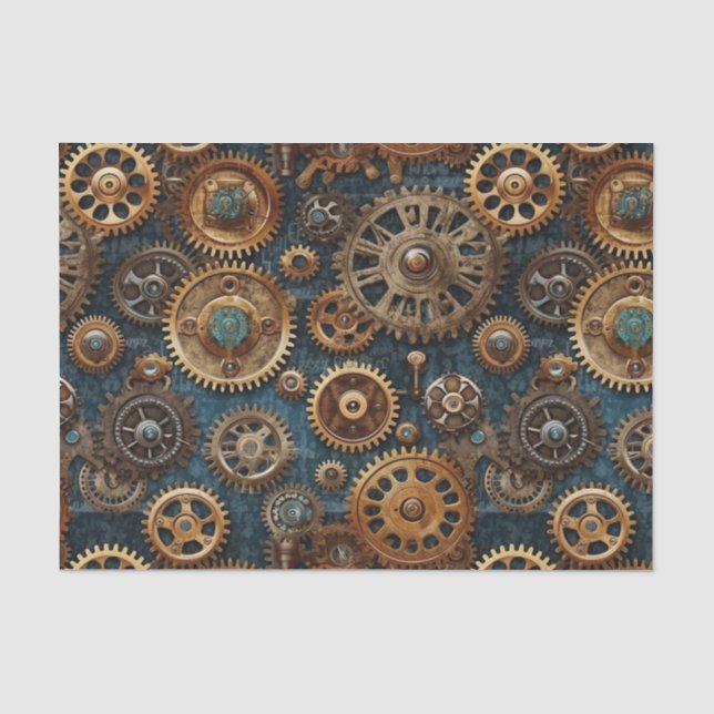 Papier Mousseline Motif d'engrenages Steampunk (Recto)
