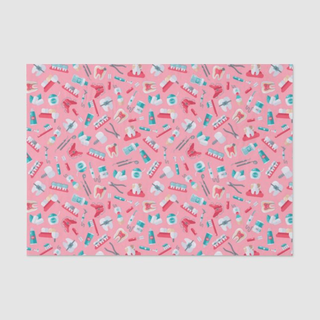 Papier Mousseline Motif dentaire rose (Recto)