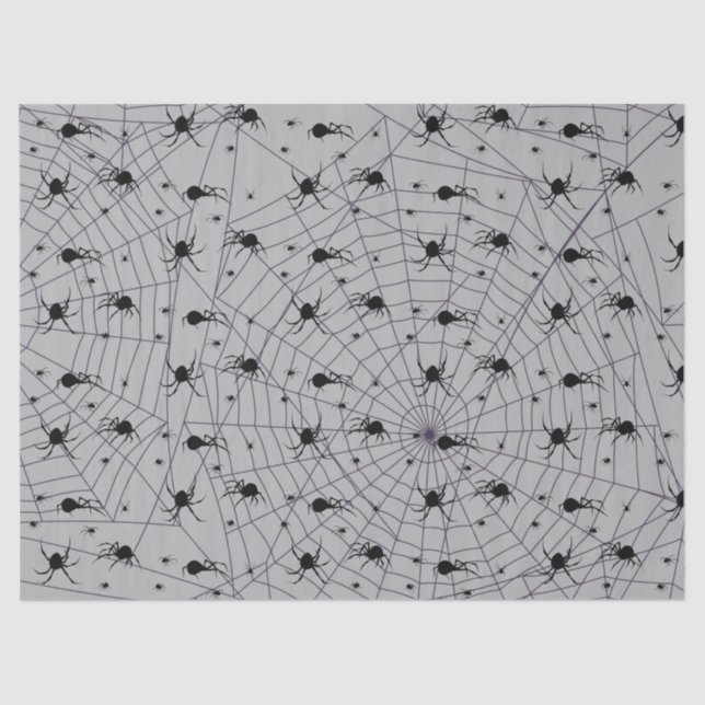 Papier Mousseline Motif déplaisant Black Spider sur Grey (Recto)