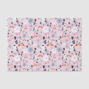 Papier Mousseline motif des chats et des fleurs