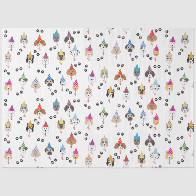 Papier Mousseline Motif des chiens de fête d'anniversaire (Recto)