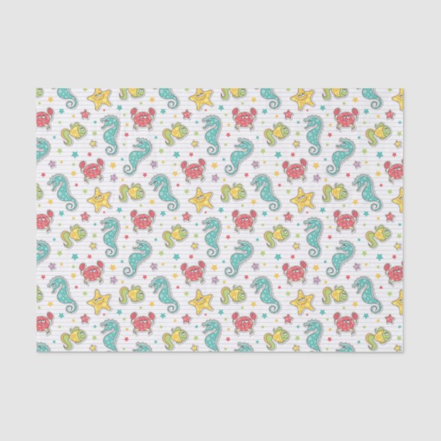 Papier Mousseline motif des créatures de mer (Recto)