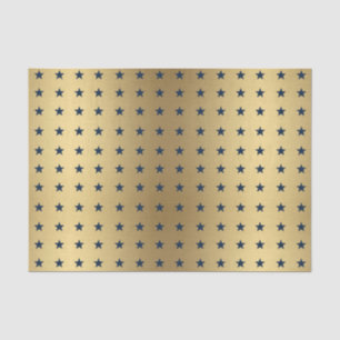 Papier Mousseline Motif des étoiles bleues de la Marine sur l'or mét
