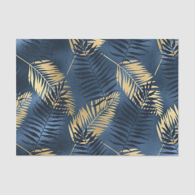 Papier Mousseline Motif des Feuilles de l'été de Blue Palm (Recto)