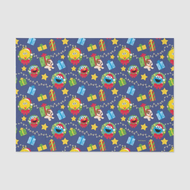 Papier Mousseline Motif des lumières de Noël de la rue Sésame (Recto)