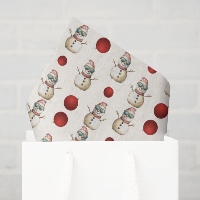Papier Mousseline Motif des neiges et ornements (Sac cadeau)