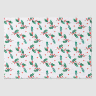 Papier Mousseline Motif des saints et des baies rouges de Noël