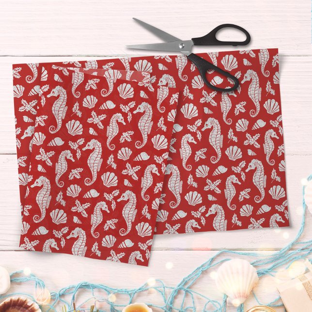 Papier Mousseline Motif des Seahores de Noël de Red Beach (Créateur téléchargé)