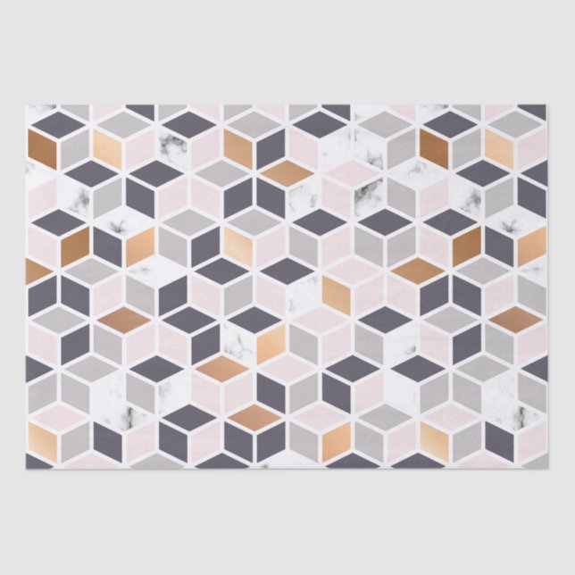 Papier Mousseline Motif des tons de terre cubes géométriques (Recto)