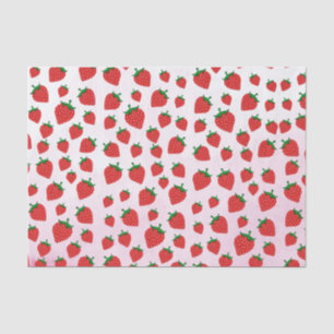 Papier Mousseline Motif d'été aux fraises roses