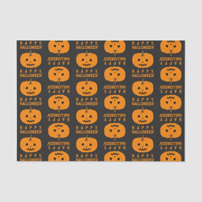 Papier Mousseline Motif d'Halloween avec papier Citrouille (Recto)