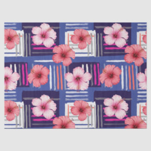 Papier Mousseline Motif d'Hibiscus Tropical de Bord de Mer (12)