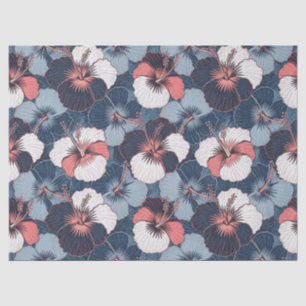 Papier Mousseline Motif d'Hibiscus Tropical de Bord de Mer (14)