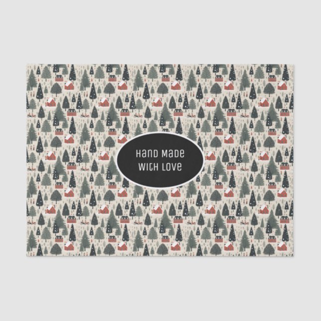 Papier Mousseline Motif d'hiver Noël Vintage (Recto)