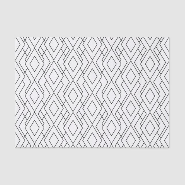 Papier Mousseline Motif Diamant Art déco noir et blanc (Recto)