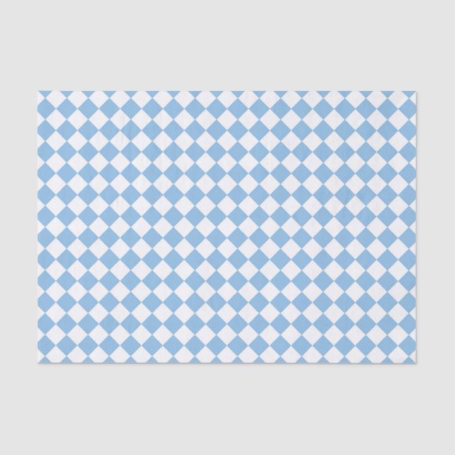 Papier Mousseline Motif diamant de damier bleu et blanc (Recto)
